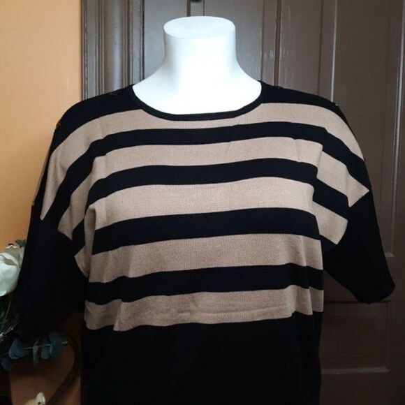 Notation Women's Black Tan Tunic Blouse size 2X - Picture 1 of 12